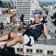 MacLellan employee Bill Wilkins visited Louisville, Kentucky to rappel down an 18-story building to raise money for Gilda’s Club.