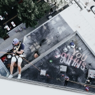 MacLellan employee Bill Wilkins visited Louisville, Kentucky to rappel down an 18-story building to raise money for Gilda’s Club.