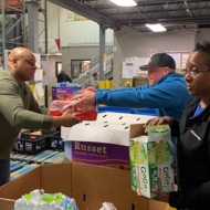  Team members from Lexington Corporate Office and TMMK had lots of laughs and fun while serving alongside The National Guard at Gods Pantry Food Bank in Lexington, Ky. 